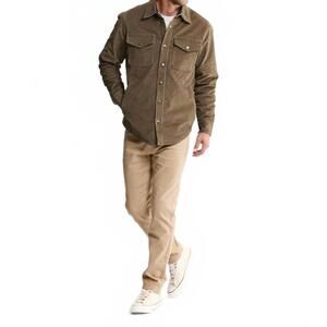 NEW JACHS NEW YORK sherpa lined corduroy shirt jacket in olive